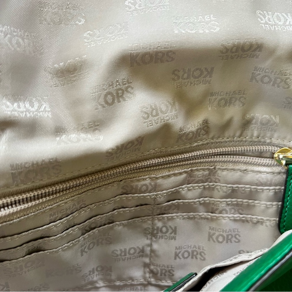 Michael Kors Green Leather Shoulder Bag Clutch Purse - Picture 8 of 11